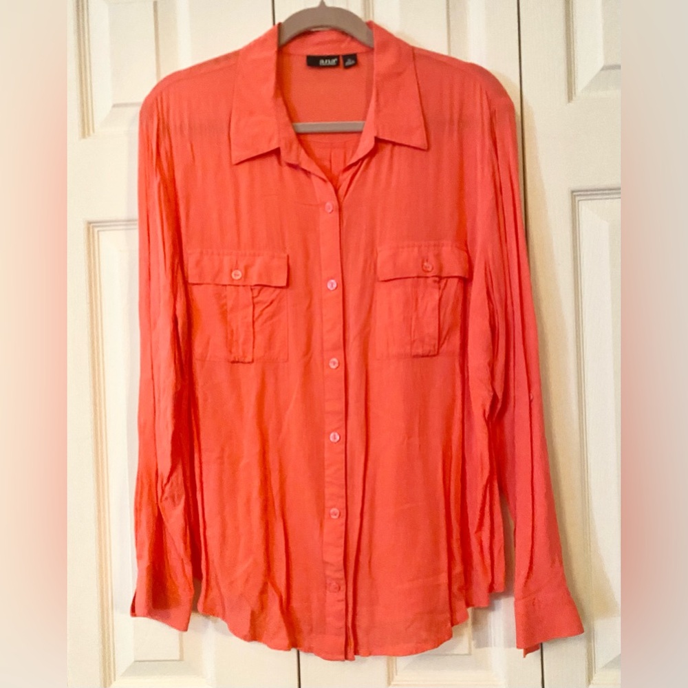 a.n.a Coral Long Sleeve Button Down Shirt